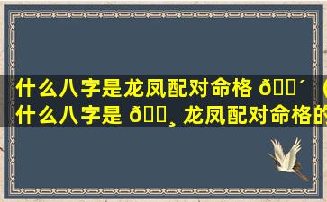 什么八字是龙凤配对命格 🐴 （什么八字是 🕸 龙凤配对命格的）